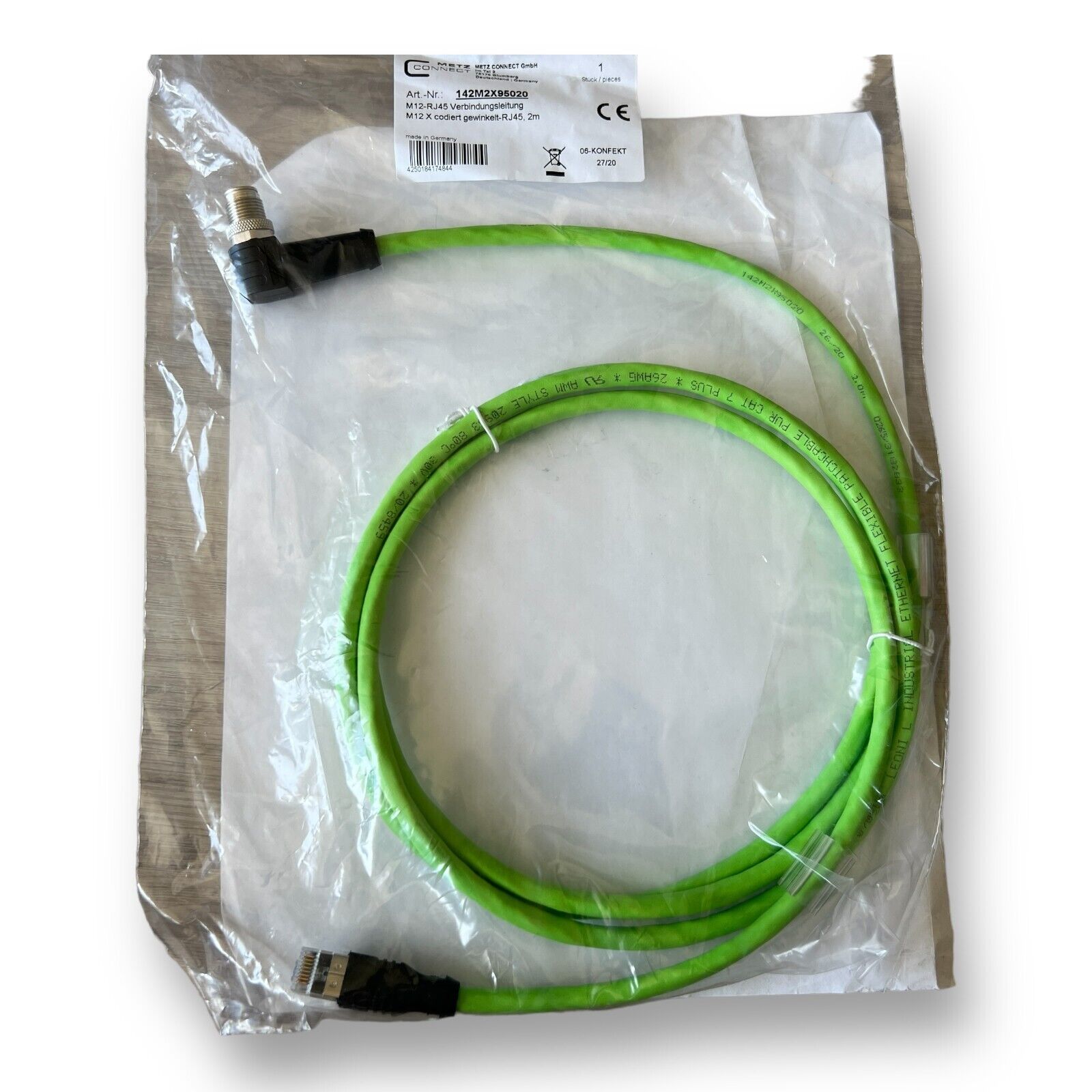 Metz Connect 142M2X95020 2m Cable Assembly - M12 to RJ45, 8 Conductors - USA - Premium  from METZ CONNECT - Just $52.24! Shop now at Engtechsupplies